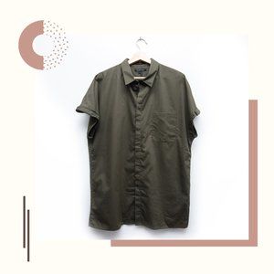 Helmut Lang Button Down Short Sleeves Tee Army Green